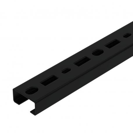 Profile rail, 17 mm slot, perforated, black 200 | 35 | 18 | 1,25 | Oţel | PES135 - poliester | negru închis; RAL 9005