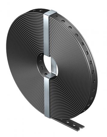Bandă de montaj perforată, îmbrăcată în material plastic 20 | 28 x 3,7 | 8,5 | negru