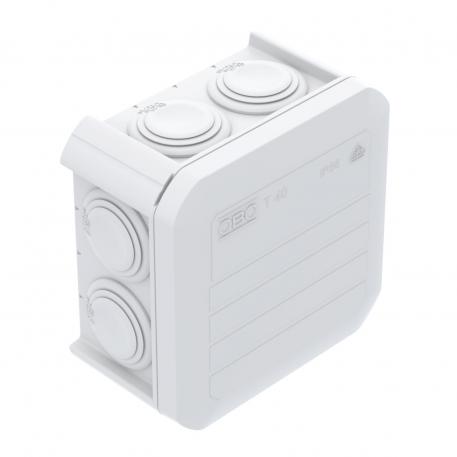 Doză de derivaţie seria T 40, dopuri de etanșare 77x77x46 | 7 | IP56 | alb pur; RAL 9010