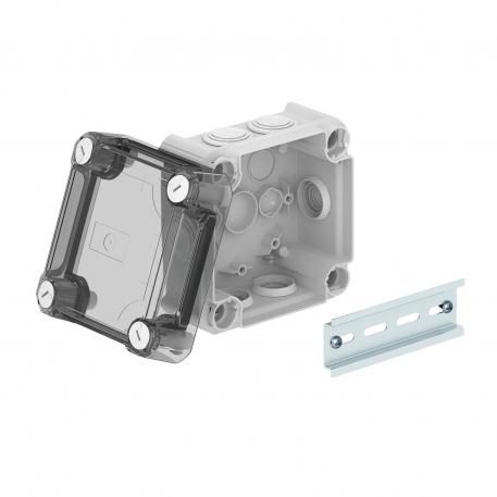 Doză de derivaţie T 60, dopuri de etanșare, capac înalt transparent 100x100x65 | 7 | IP66 | gri deschis; RAL 7035