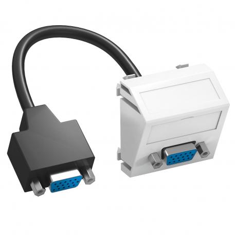 Conexiune VGA, 1 modul, ieşire oblică, cu cablu de conectare  |  | VGA | alb pur; RAL 9010