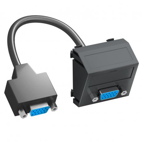 Conexiune VGA, 1 modul, ieşire oblică, cu cablu de conectare oblic |  | VGA | gri închis; RAL 7021