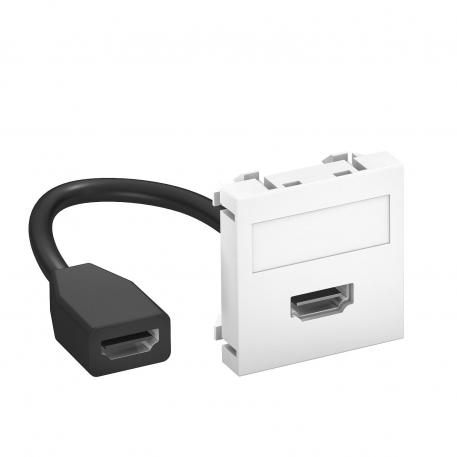 Conector HDMI, 1 modul, ieşire dreaptă, cu cablu de conectare  |  | HDMI | alb pur; RAL 9010