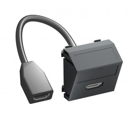 Conector HDMI, 1 modul, ieşire oblică, cu cablu de conectare oblic |  | HDMI | gri închis; RAL 7021