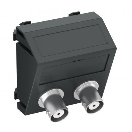 Conexiune 2x BNC, 1 modul, ieşire oblică, cuplare 1:1, gri închis oblic |  | BNC/TNC | gri închis; RAL 7021