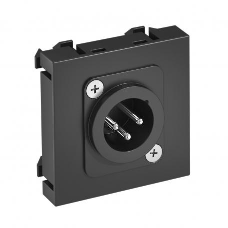Conector XLR, 1 modul, ieşire dreaptă, conector 3-poli, conexiune sudată