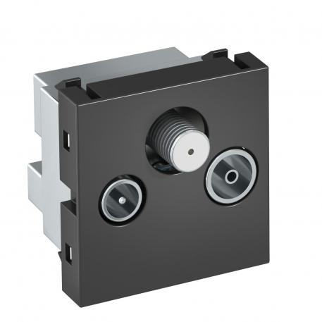 Conector antenă, 1 modul, TV / Radio / SAT, priză antenă gri închis; RAL 7021