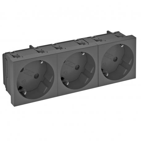 Priză triplă 33° cu contact de protecţie 3 | triplă 33° | gri închis; RAL 7021