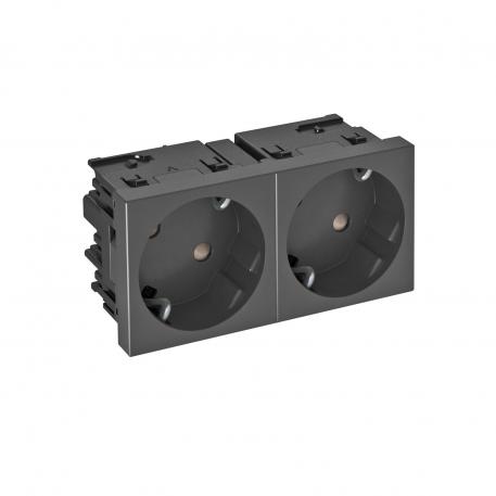 Priză dublă 33° cu contact de protecţie, Connect 45 2 | dublă 33° | gri închis; RAL 7021