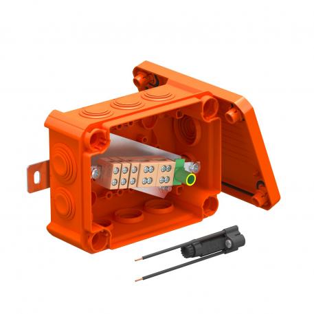 FireBox T100ED cu fixare exterioară și suport sigurante 136x102x57 | 10 | IP66 | oranj; RAL 2003