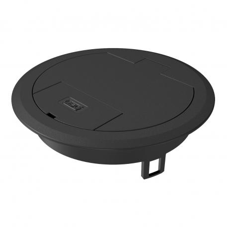 Capac rabatabil cu orificiu pentru ieșirea cablului, negru grafit uscat | Unelte | IP40 | 6.102.1 (bis 500 N) | negru grafit; RAL 9011 | Poliamidă