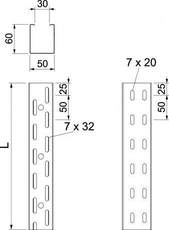Jgheab pentru cablu RKS 60 FS perforat | OBO
